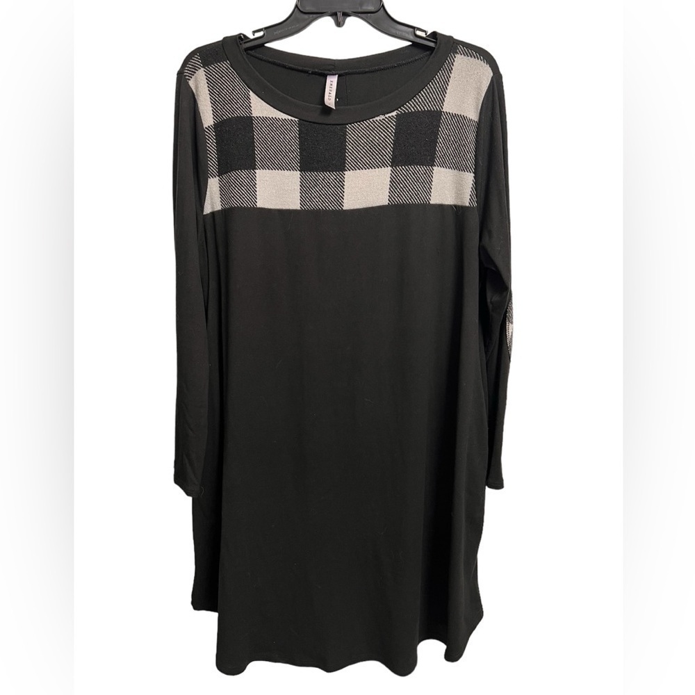 Emerald Buffalo Check Striped Sweater Dress size Large with Pockets